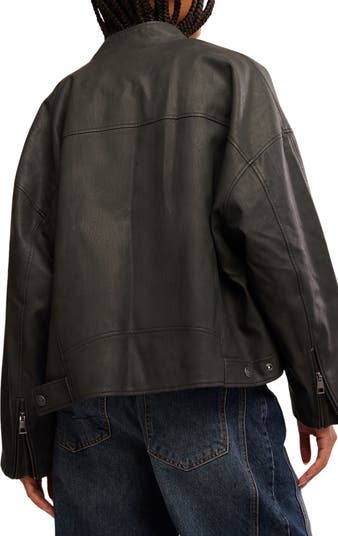 Free People Vinny Faux Leather Bomber Jacket | Nordstrom Free People Vinny Faux Leather Bomber Jacket | Nordstrom