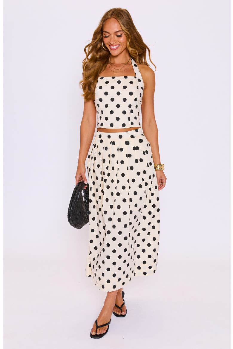 Cami Polka Dot Halter Top, Alternate, color, CREAM/ BLACK