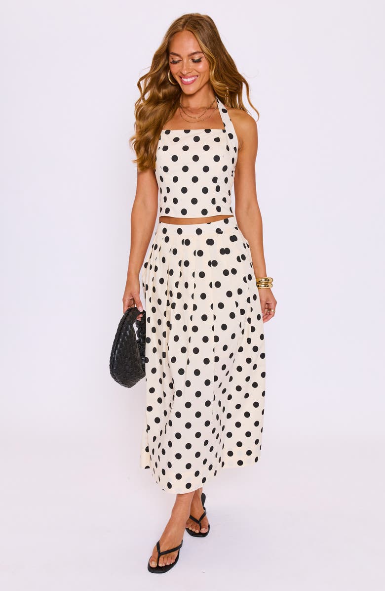 VICI Collection Cami Polka Dot Halter Top, Alternate, color, Cream/ Black