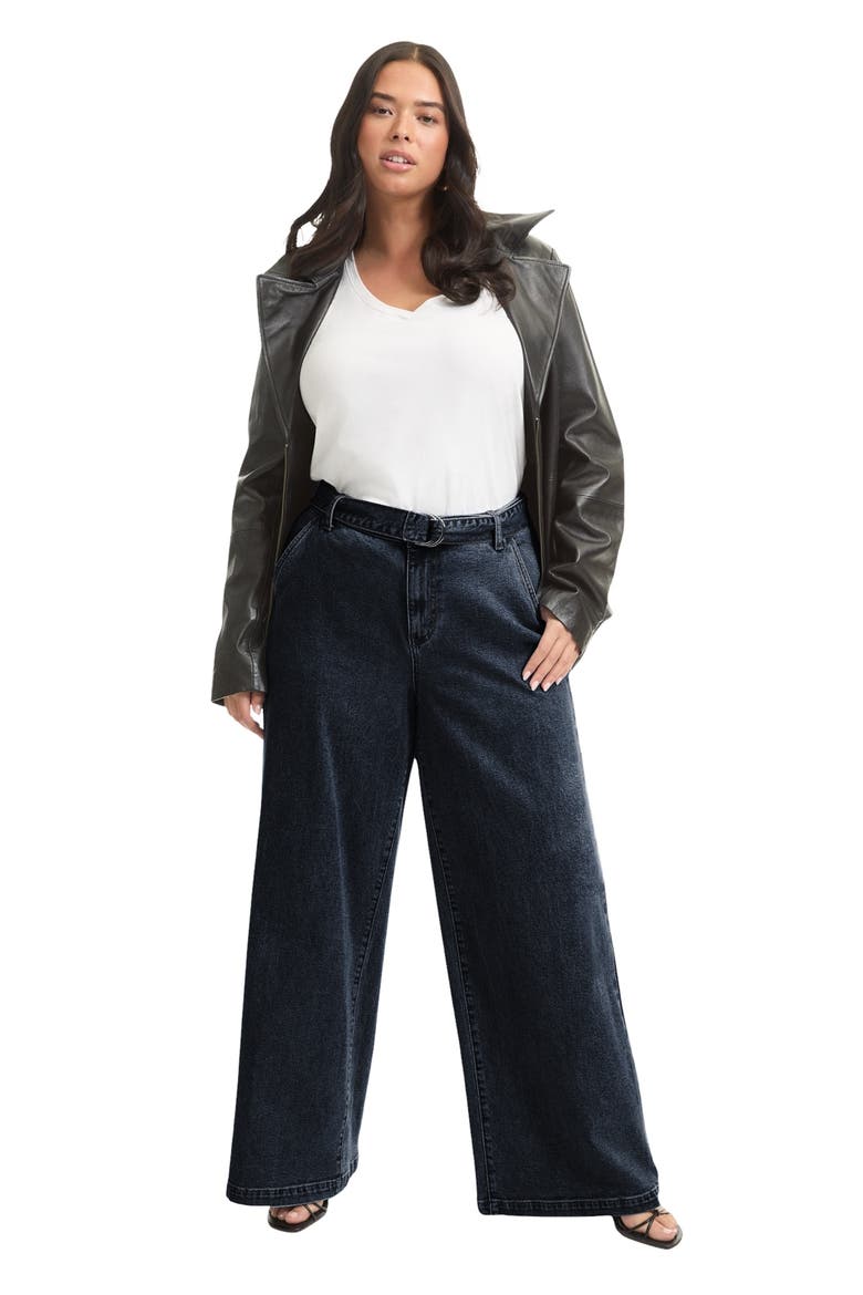 Curvie Fit High Waisted Wide Leg Utility Jean, Main, color, DARK RINSE