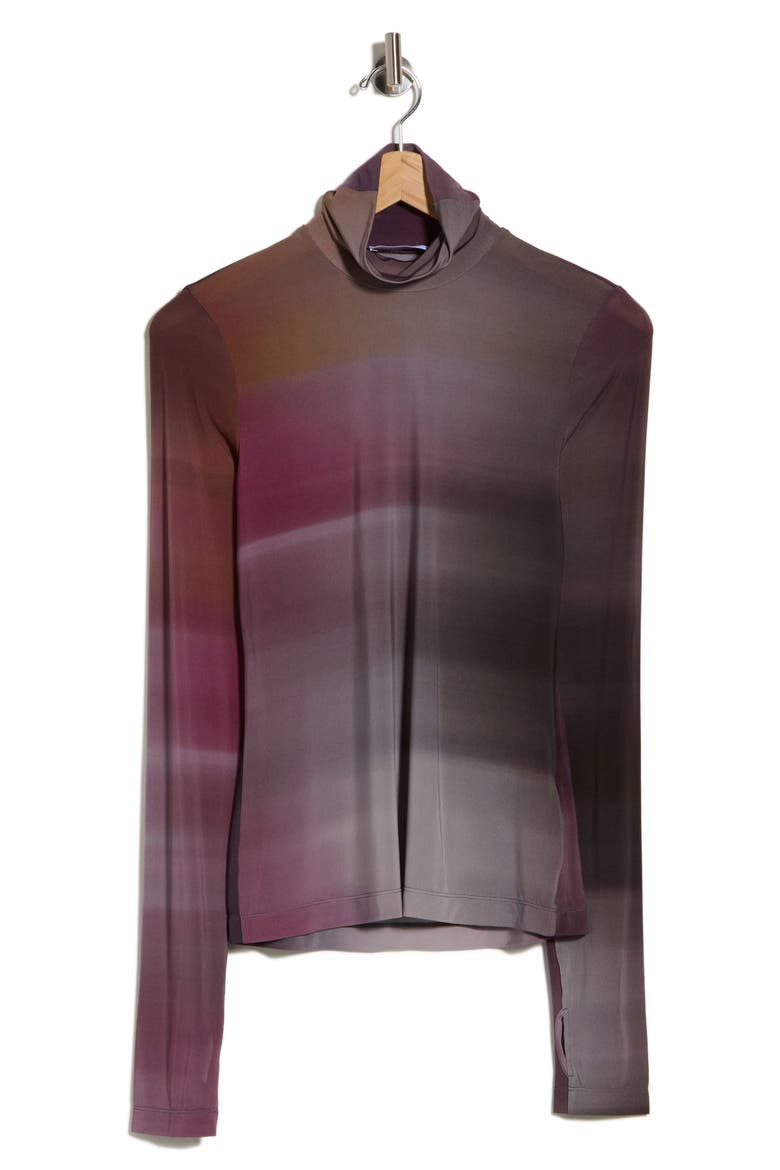 Ombré Mesh Turtleneck Top, Main, color, PURPLE MULTI