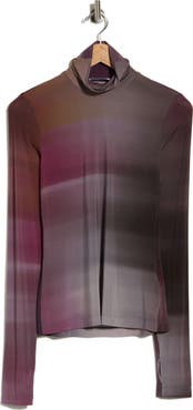 Helmut Lang Ombré Mesh Turtleneck Top