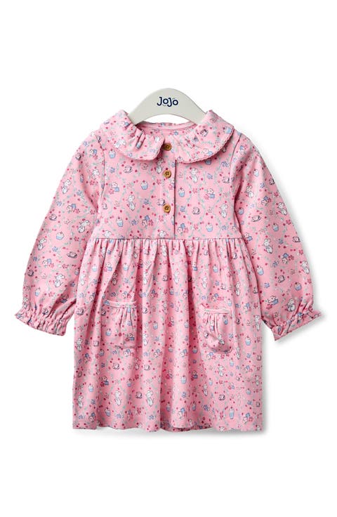 Mouse Tea Party Ruffle Long Sleeve Cotton Dress (Baby)