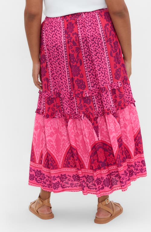 City Chic Samara Print Tiered Midi Skirt In Field Of Dreams