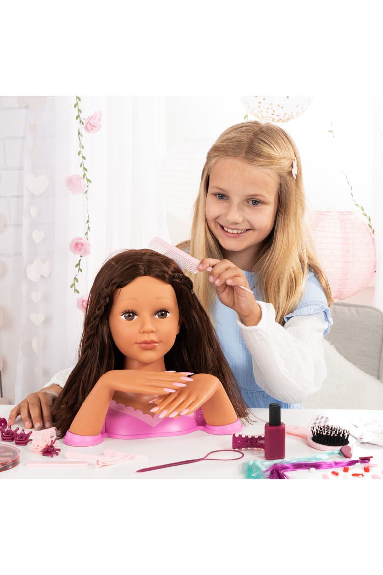 Charlene Magic Nails, Brunette, Doll Styling Head, 10.5 Inch Tall Bust,Kids 3+, Alternate, color, Multicolored
