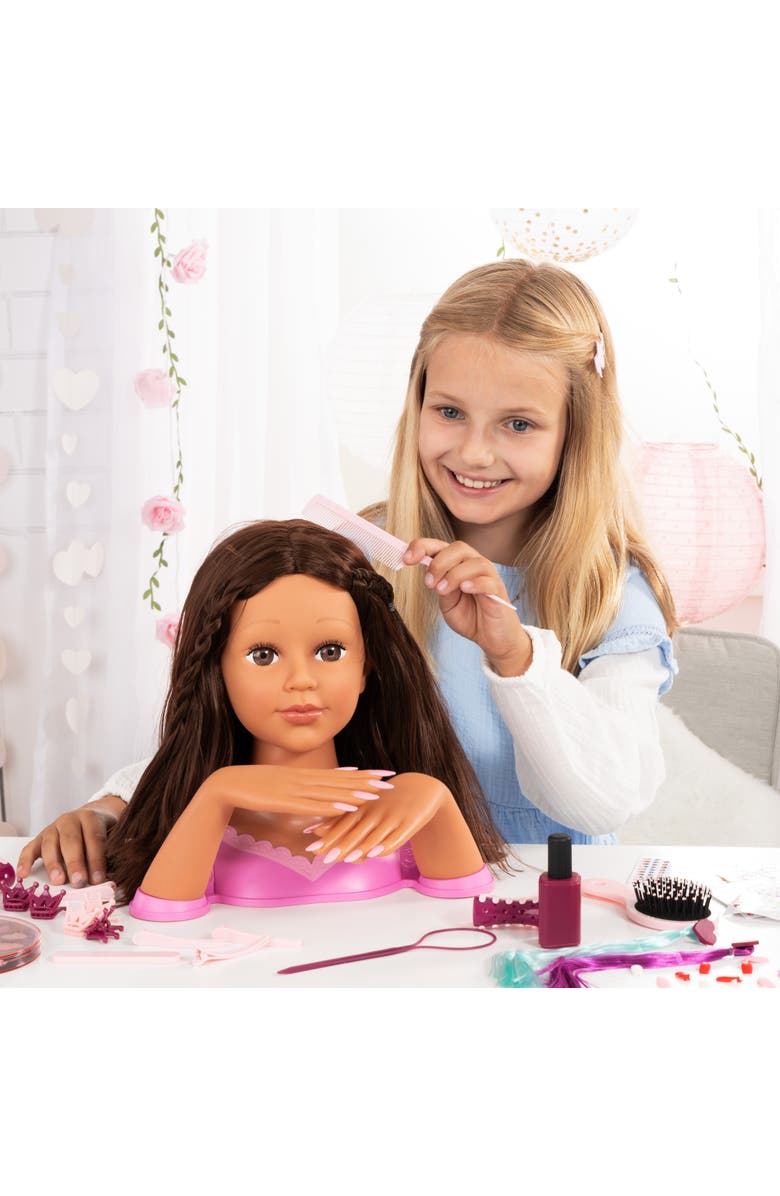 Bayer Design Charlene Magic Nails, Brunette, Doll Styling Head, 10.5 Inch Tall Bust,Kids 3+, Alternate, color, Multicolored