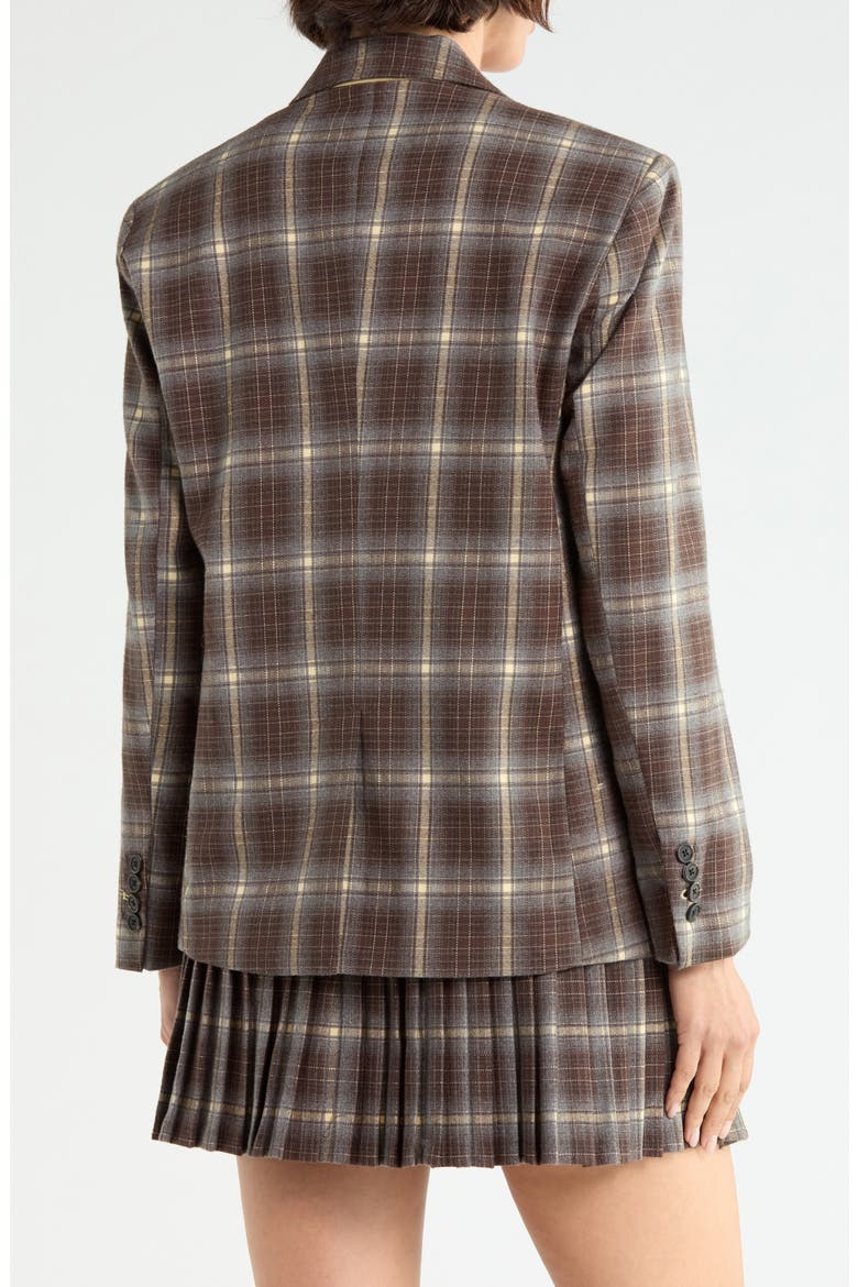 Oversized Plaid Blazer, Alternate, color, SEAL BROWN REED YELLOW PLAID
