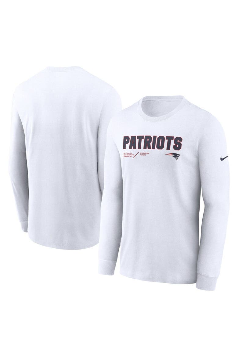 Men's Nike White New England Patriots Sideline Infograph Lock Up Performance Long Sleeve T-Shirt, Alternate, color, White