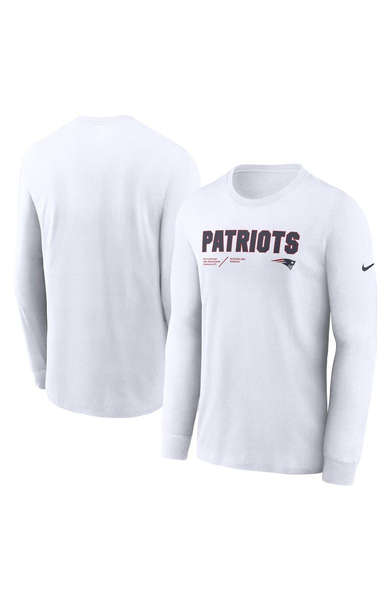 Nike Men's Nike White New England Patriots Sideline Infograph Lock Up Performance Long Sleeve T-Shirt, Alternate, color, 