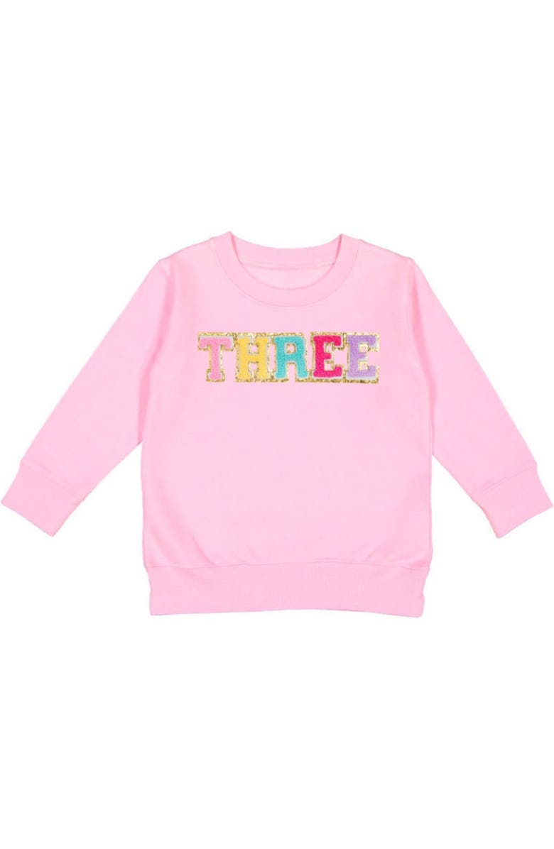Sweet Wink Third Birthday Patch Sweatshirt, Main, color, 