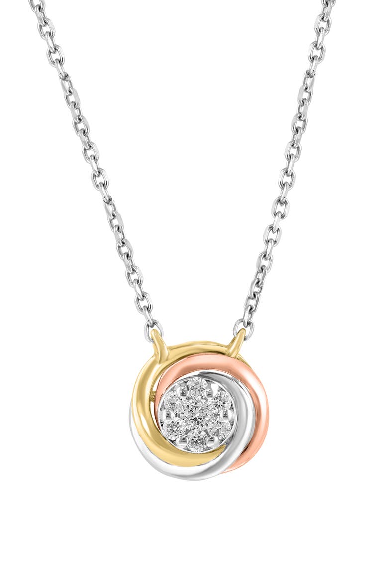 Tri-Tone Pavé Diamond Round Pendant Necklace, Main, color, SILVER