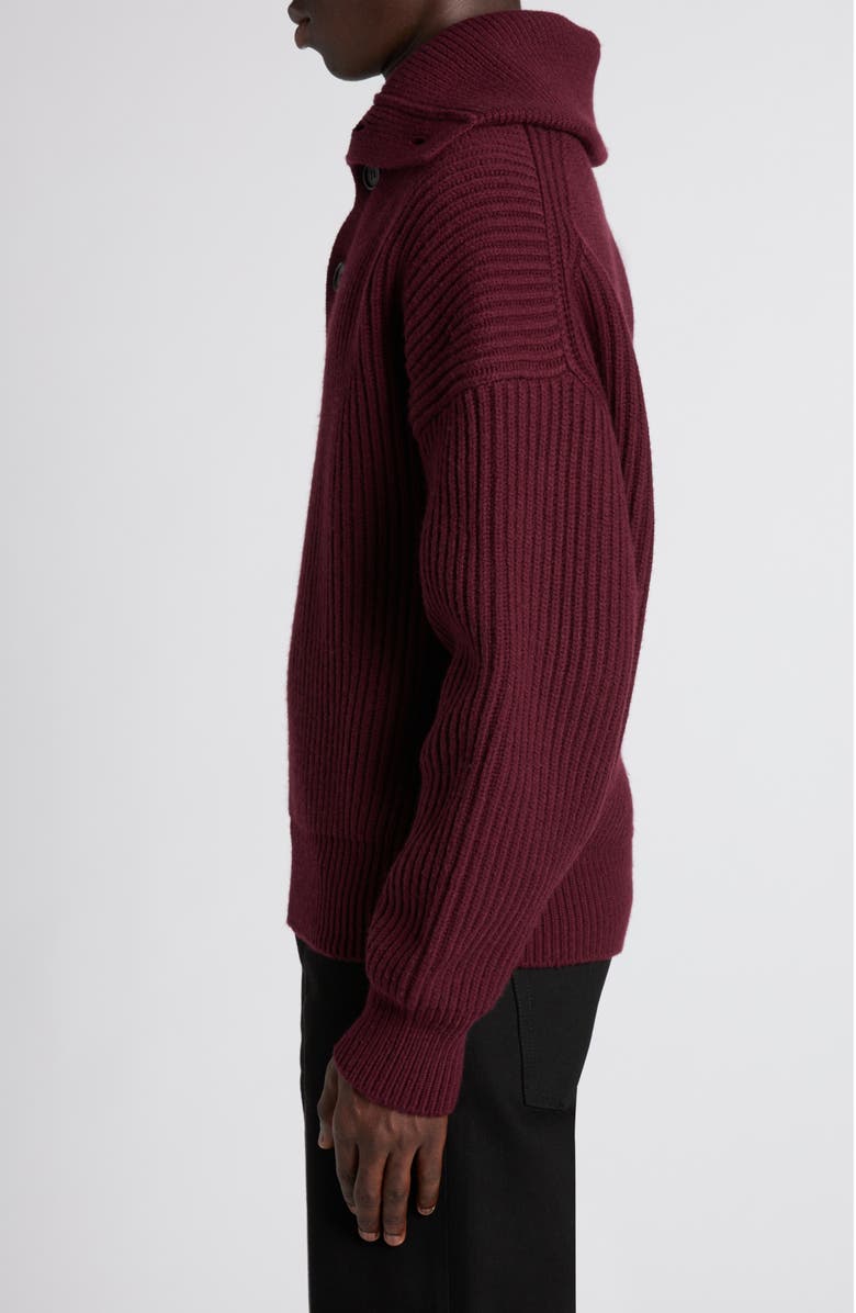 McQueen Funnel Neck Wool & Cashmere Sweater, Alternate, color, Bordeaux