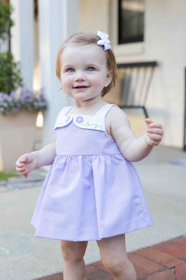 Pincord Romper with Flowers, Alternate, color, Lavender/White