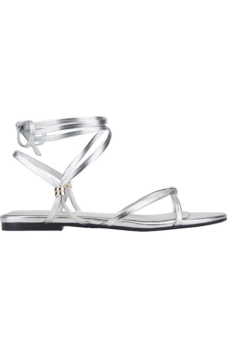 Marc Fisher LTD Este Ankle Wrap Sandal, Alternate, color, Silver