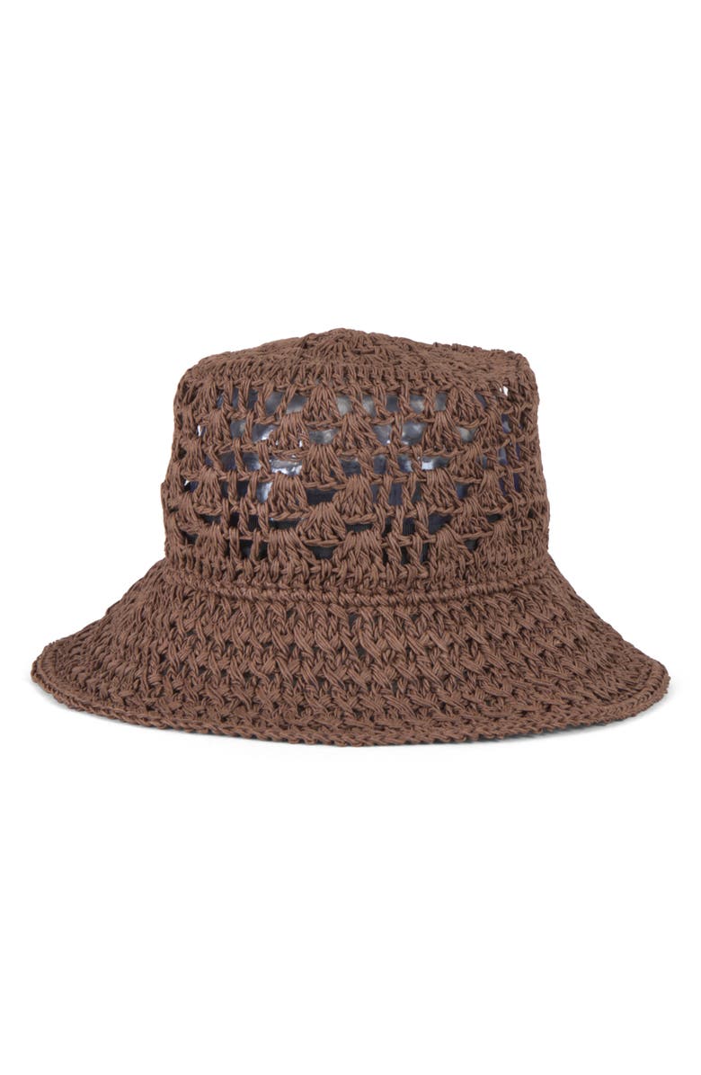 Eugenia Kim Jonah Crochet Straw Bucket Hat, Main, color, Chocolate
