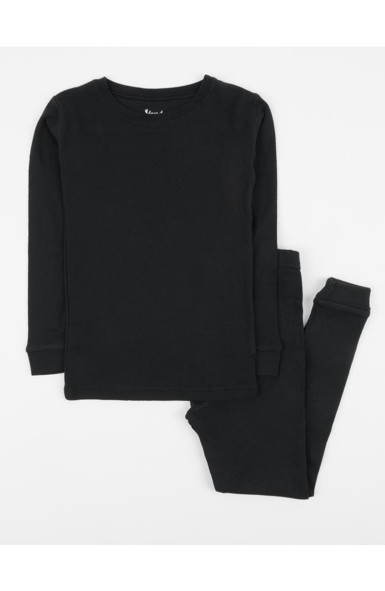 Leveret Kids Two-Piece Solid Cotton Matching Family Pajamas, Main, color, Black