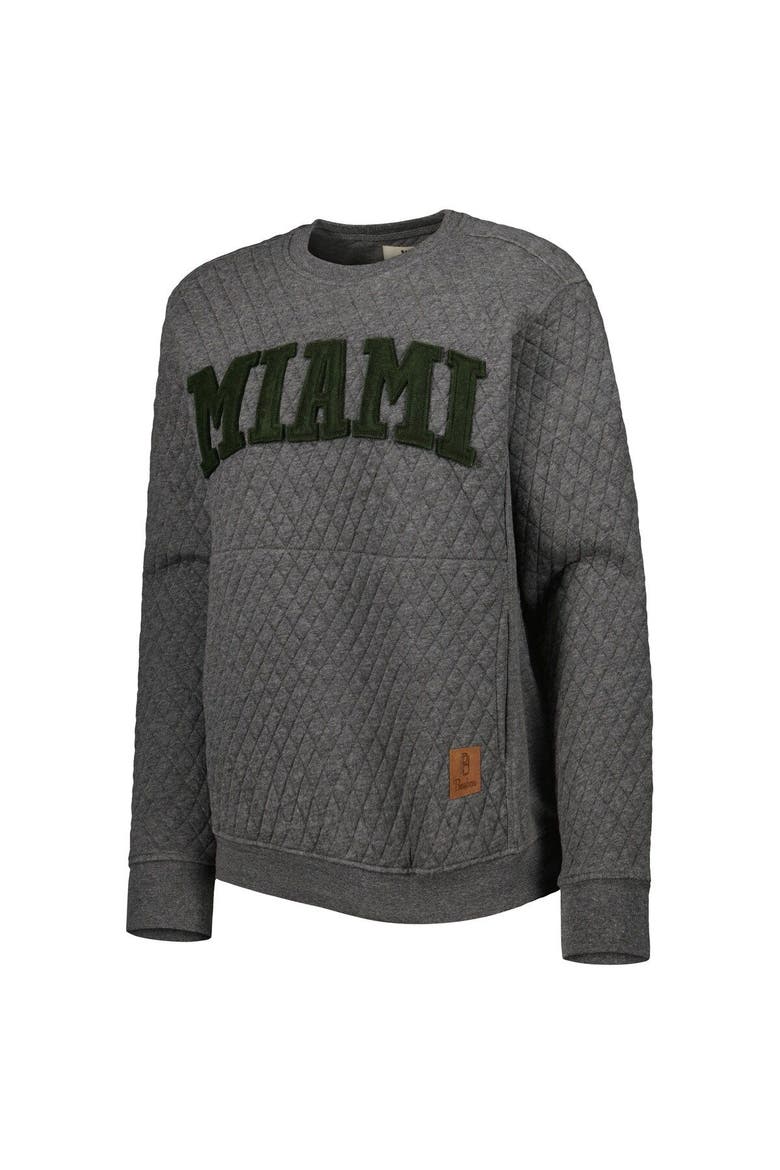 Women's Pressbox Heather Charcoal Miami Hurricanes Moose Quilted Pullover Sweatshirt, Alternate, color, Heather Charcoal