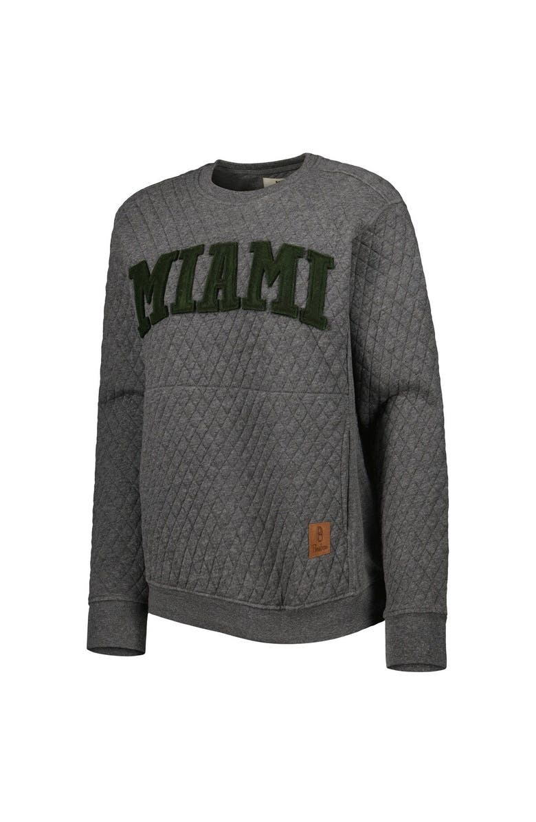 PRESSBOX Women's Pressbox Heather Charcoal Miami Hurricanes Moose Quilted Pullover Sweatshirt, Alternate, color, Heather Charcoal