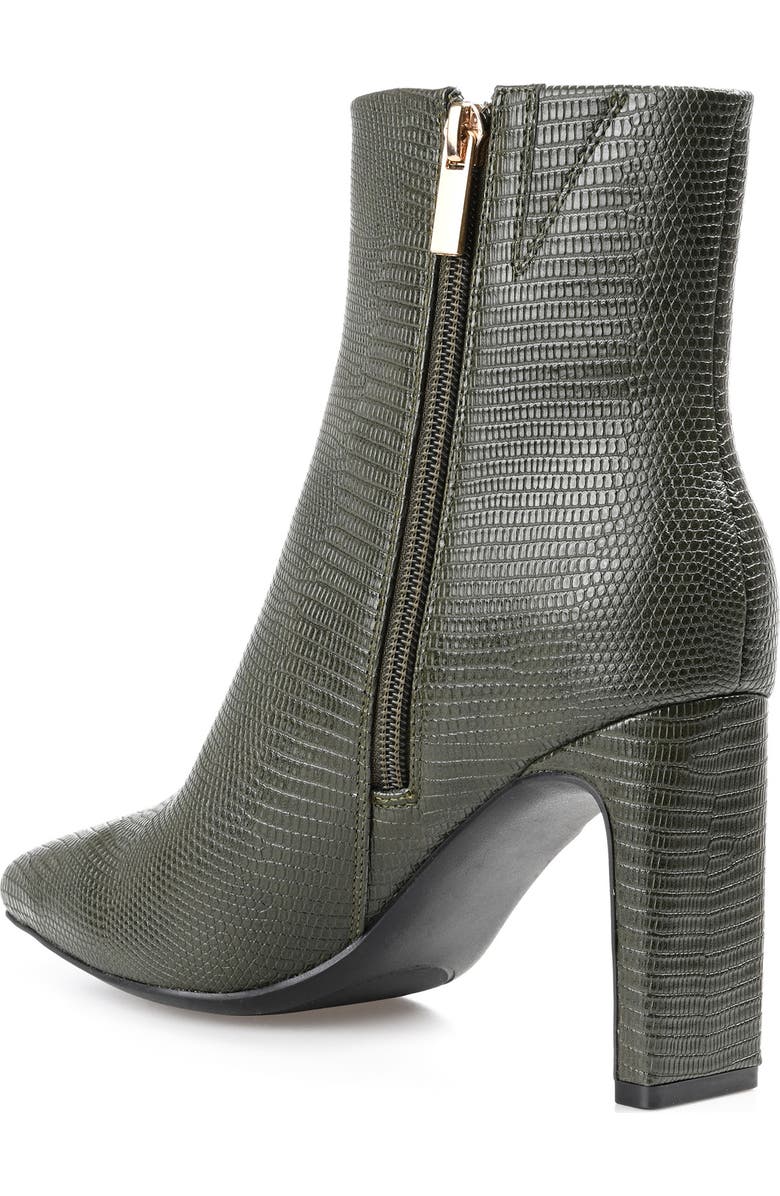 Journee Collection Sarla Lizard Embossed Block Heel Bootie, Alternate, color, Olive