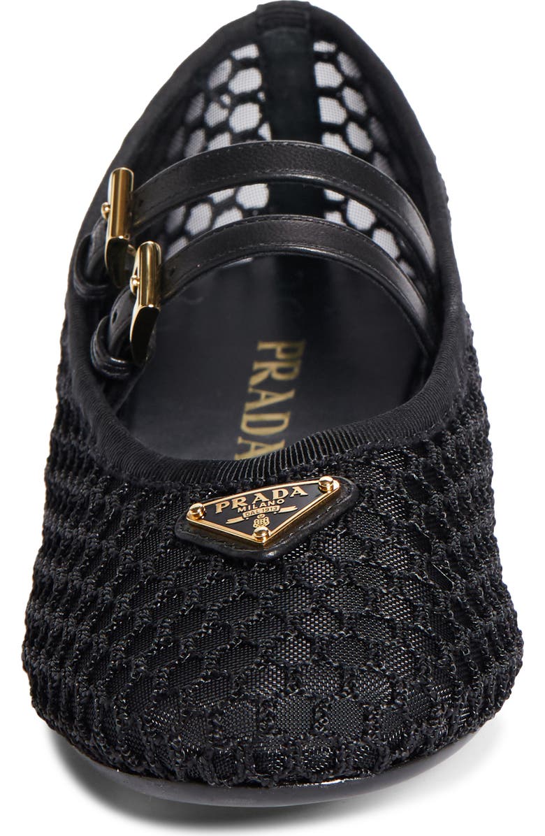 Prada Ballerine Mesh Mary Jane Flat, Alternate, color, Nero