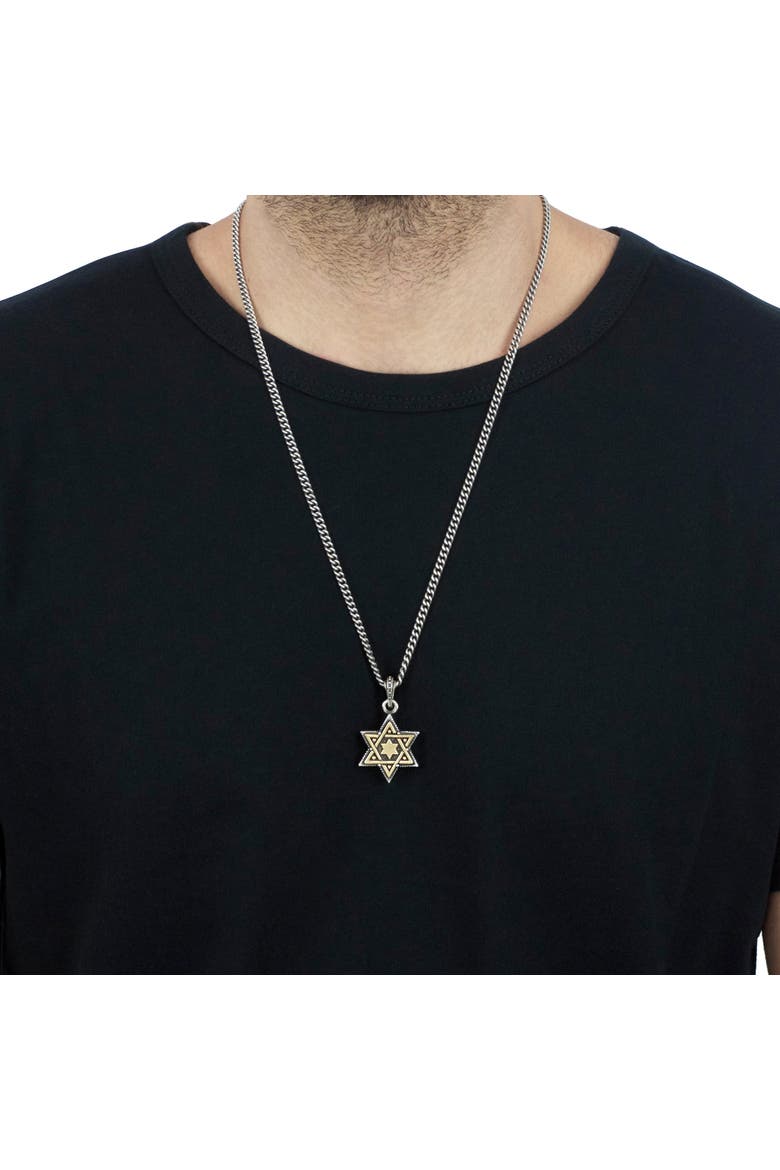 Large Gold Tone Alloy Star of David in Silver Frame Pendant, Alternate, color, Silver