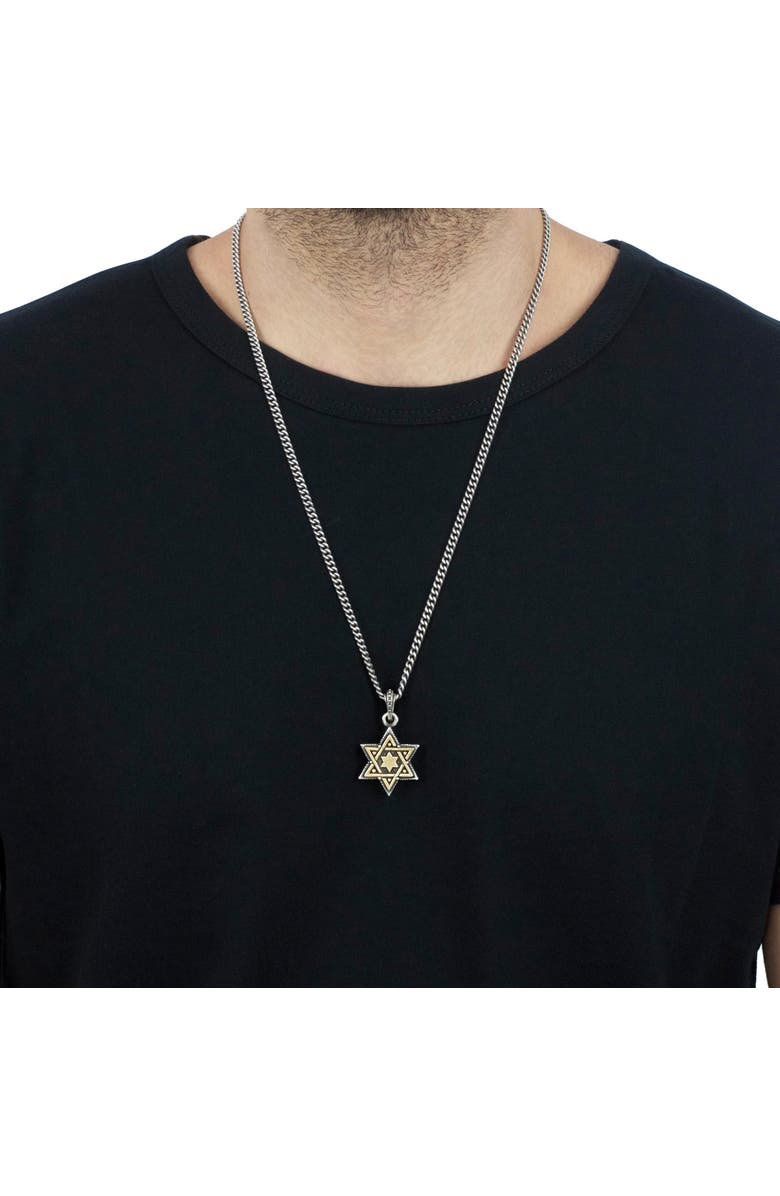 King Baby Studio Large Gold Tone Alloy Star of David in Silver Frame Pendant, Alternate, color, Silver