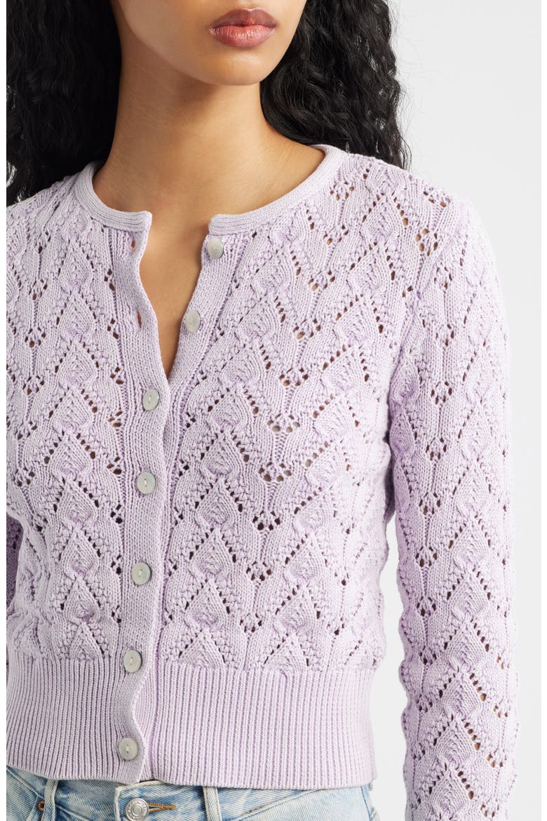 Pretty in Cotton Pointelle Cardigan, Alternate, color, ORCHID HUSH