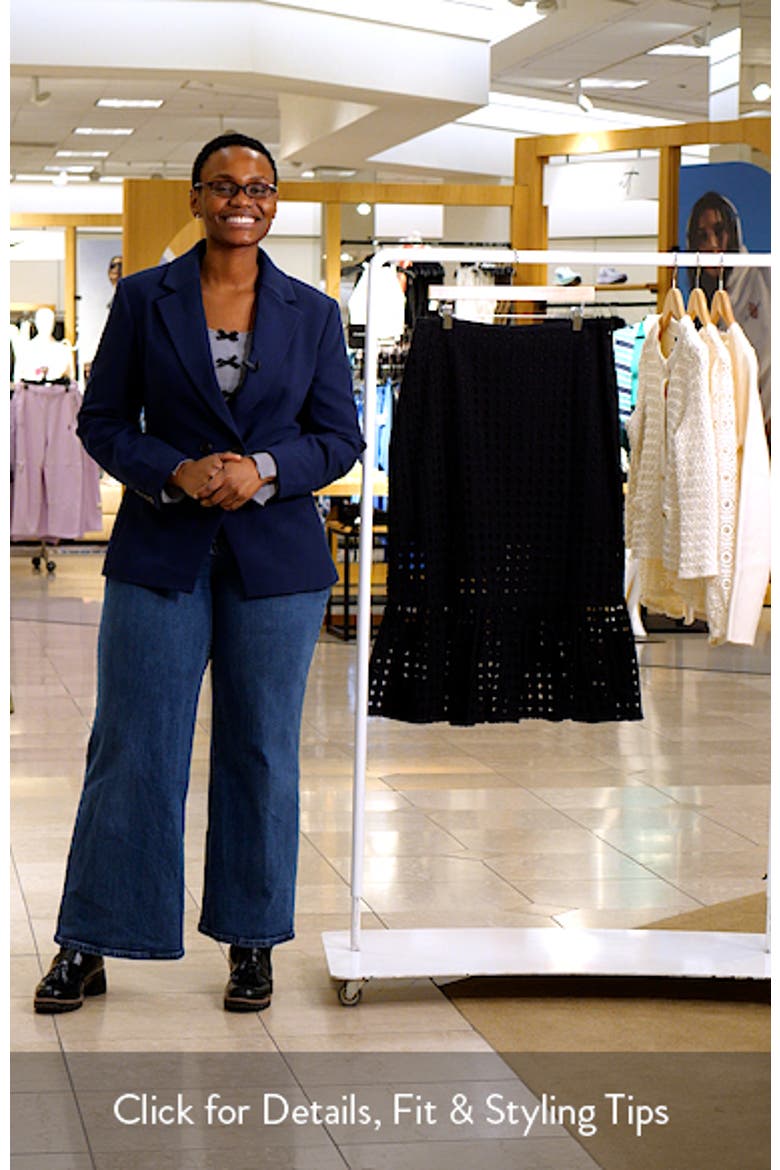 Eyelet Ruffle Hem Cotton Midi Skirt video