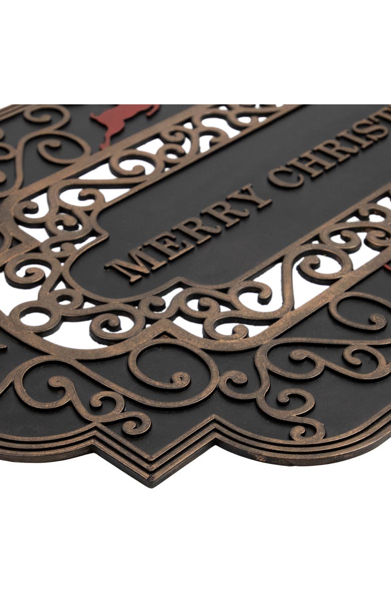 Northlight Black and Copper Reindeer "Merry Christmas" Doormat 18" x 30", Alternate, color, Black