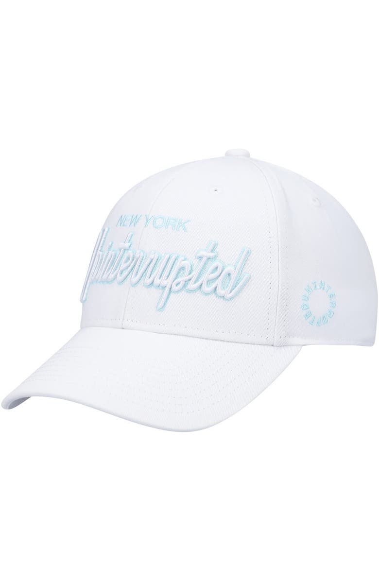 Mitchell & Ness Men's Mitchell & Ness x Uninterrupted White New York Nets Logo Snapback Hat, Alternate, color,