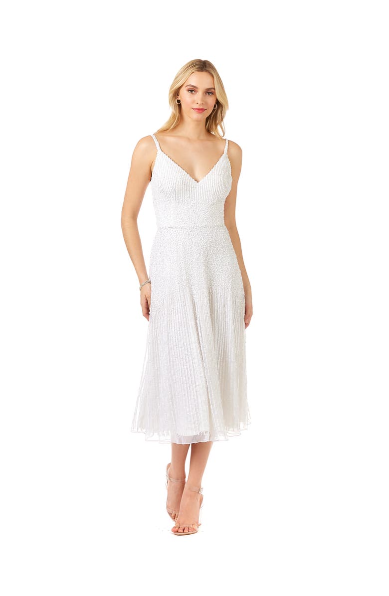 LARA New York Gemma Beaded Tank Midi Dress, Alternate, color, Ivory