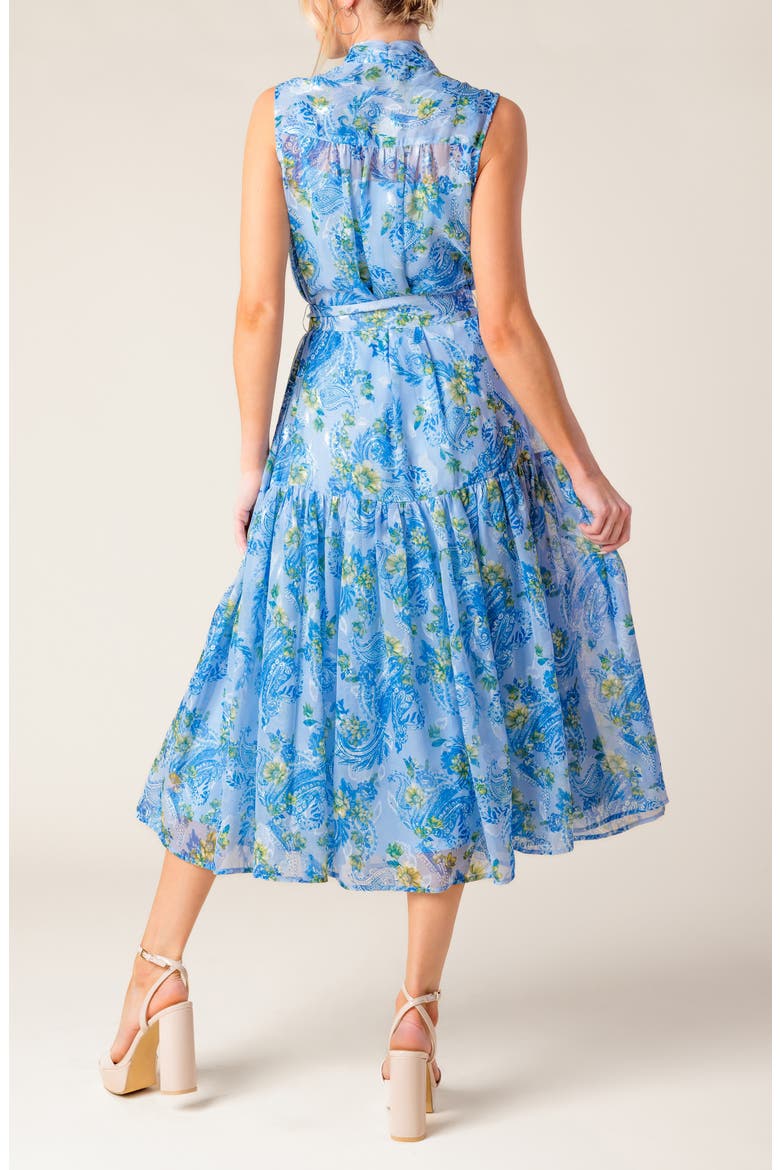 Paisley Tie Neck Sleeveless Chiffon Midi Dress, Alternate, color, POWDER BLUE