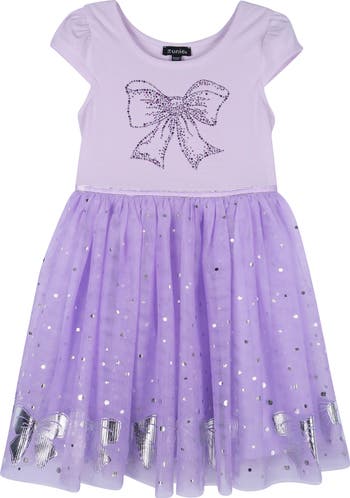 Zunie Kids' Bow Rhinestone Metallic Dress | Nordstromrack
