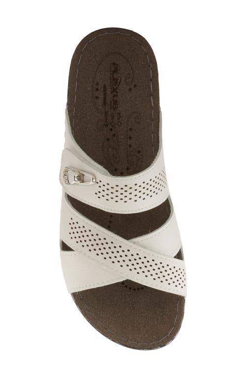 Flexus By Spring Step Perforated Slide Sandal In White