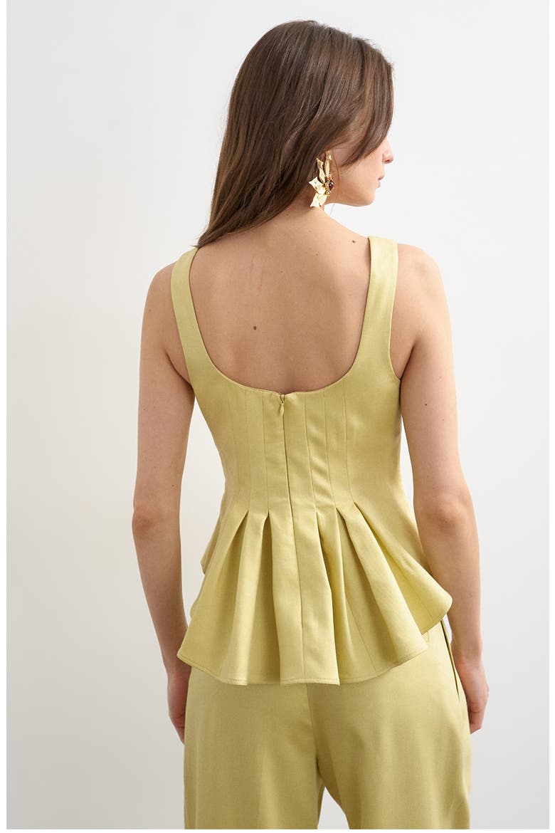 Pleated Peplum Top, Alternate, color, YELLOW