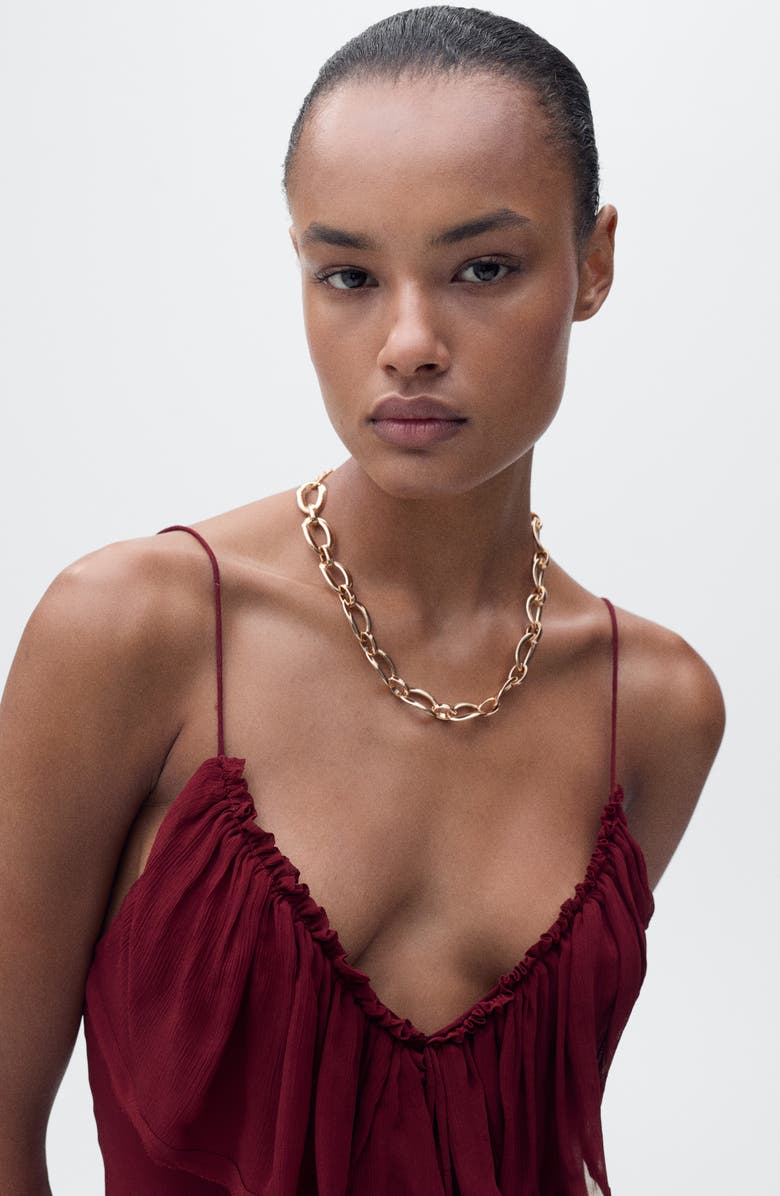 MANGO Ruffle Detail Sleeveless Gown, Alternate, color, 