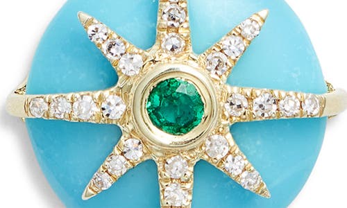 Meira T Turquoise, Diamond & Emerald Burst Pendant Necklace In Gold
