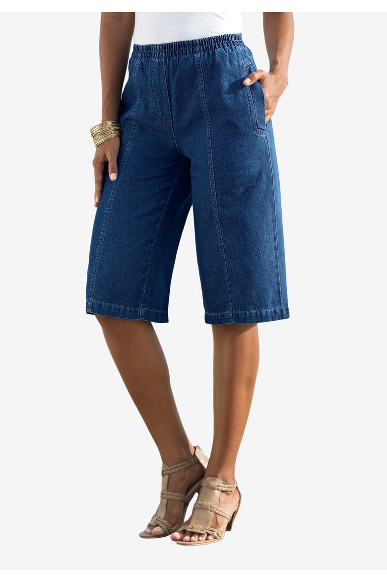 Plus Size Easy Wear Bermuda Short, Alternate, color, INDIGO WASH
