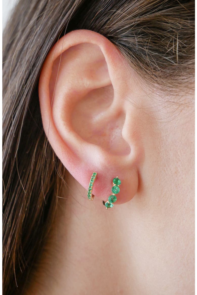 Jumbo Emerald Huggie Hoop Earrings, Alternate, color, GOLD