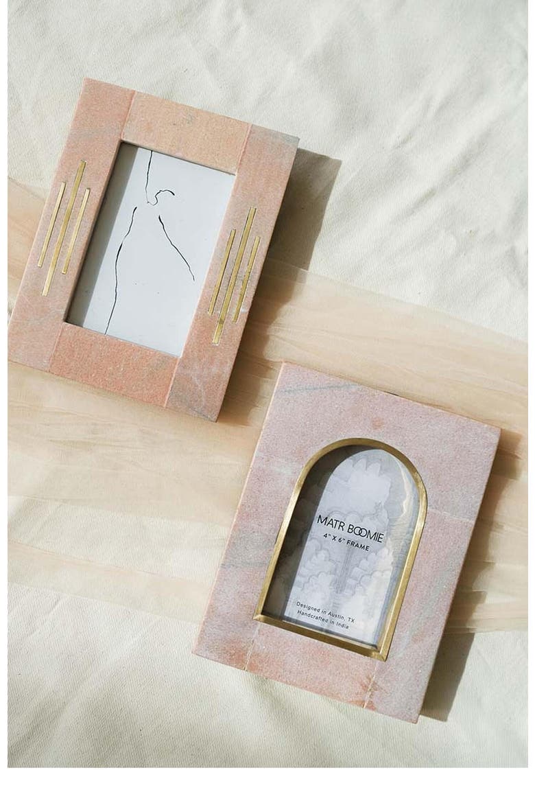 Jaipuri Picture Frame - Pink Carved Marble, Alternate, color, Pink/Gold