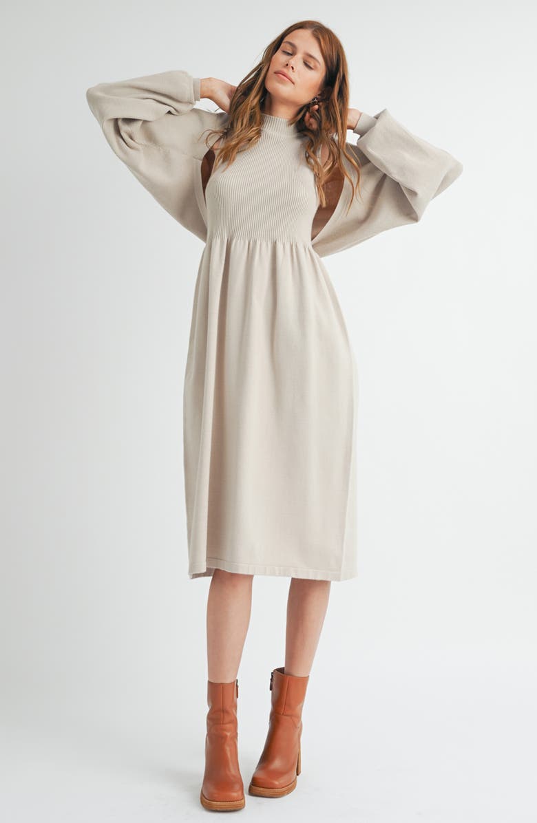 WISHLIST Knit Shrug Cardigan & Dress Set, Alternate, color, Champagne