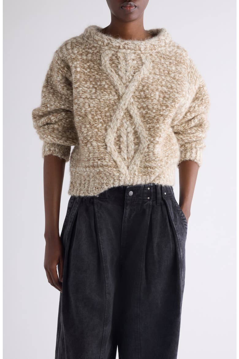 Dorota Alpaca & Mohair Blend Cable Sweater, Main, color, ECRU/ BRONZE