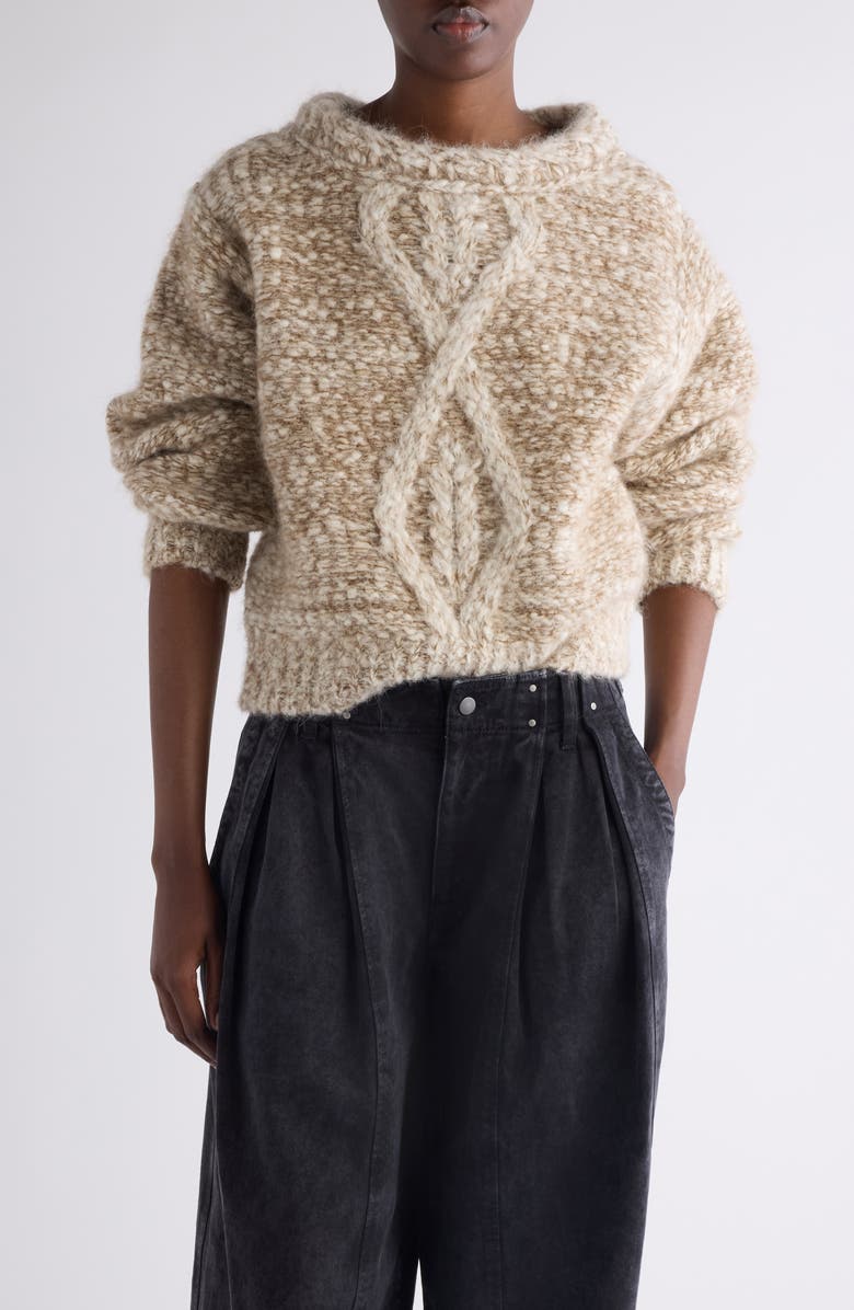 Isabel Marant Dorota Alpaca & Mohair Blend Cable Sweater, Main, color, Bronze/ Ecru