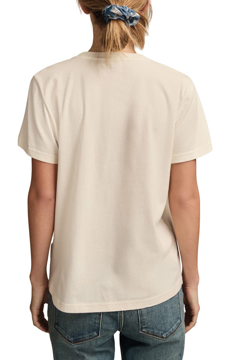 Lucky Brand Classic Embroidered Floral Heart Cotton T-Shirt, Alternate, color, Butter Cream