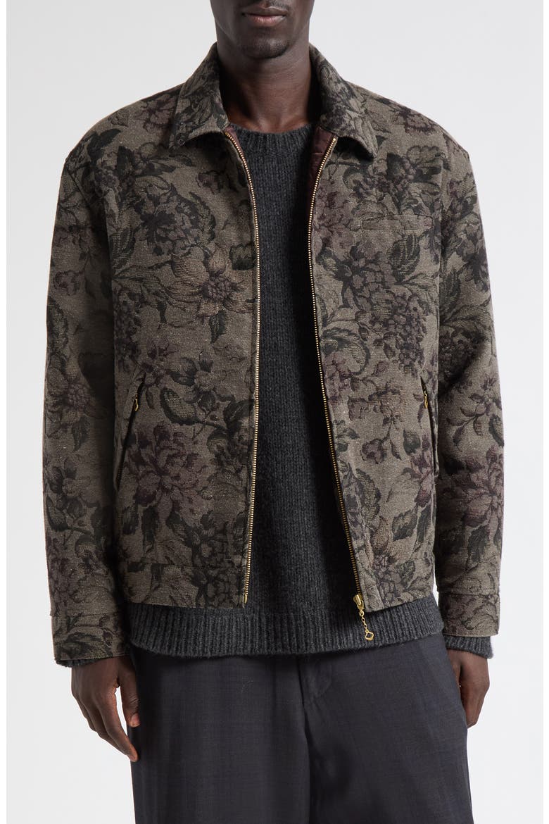 Cotton Blend Jacquard Jacket, Main, color, DARK KHAKI