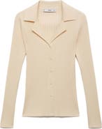 MANGO Rib Button-Up Cardigan
