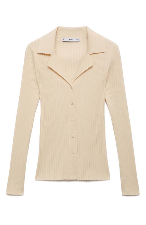 Mango Rib Button-up Cardigan In White