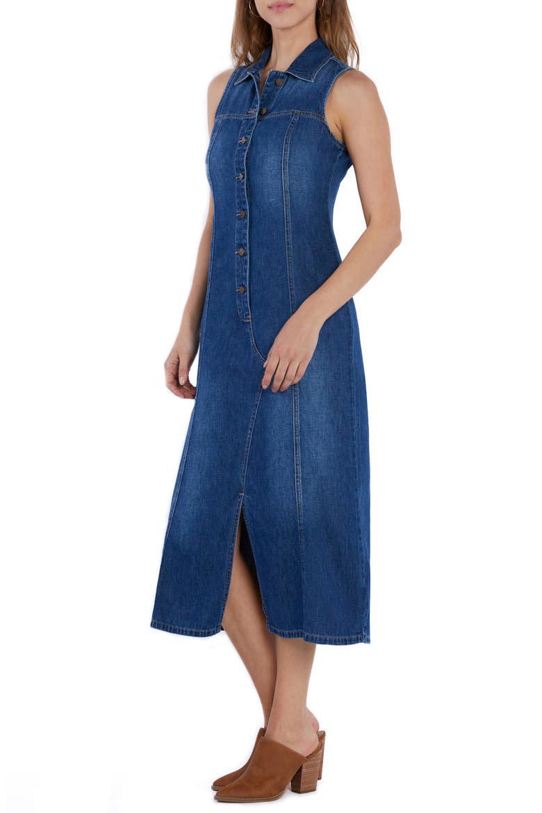 Denim Maxi Shirtdress, Alternate, color, TINT BLUE