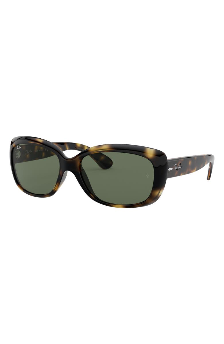 Ray-Ban Jackie Ohh 58mm Cat Eye Sunglasses, Alternate, color, Lite Havana/ Green Solid