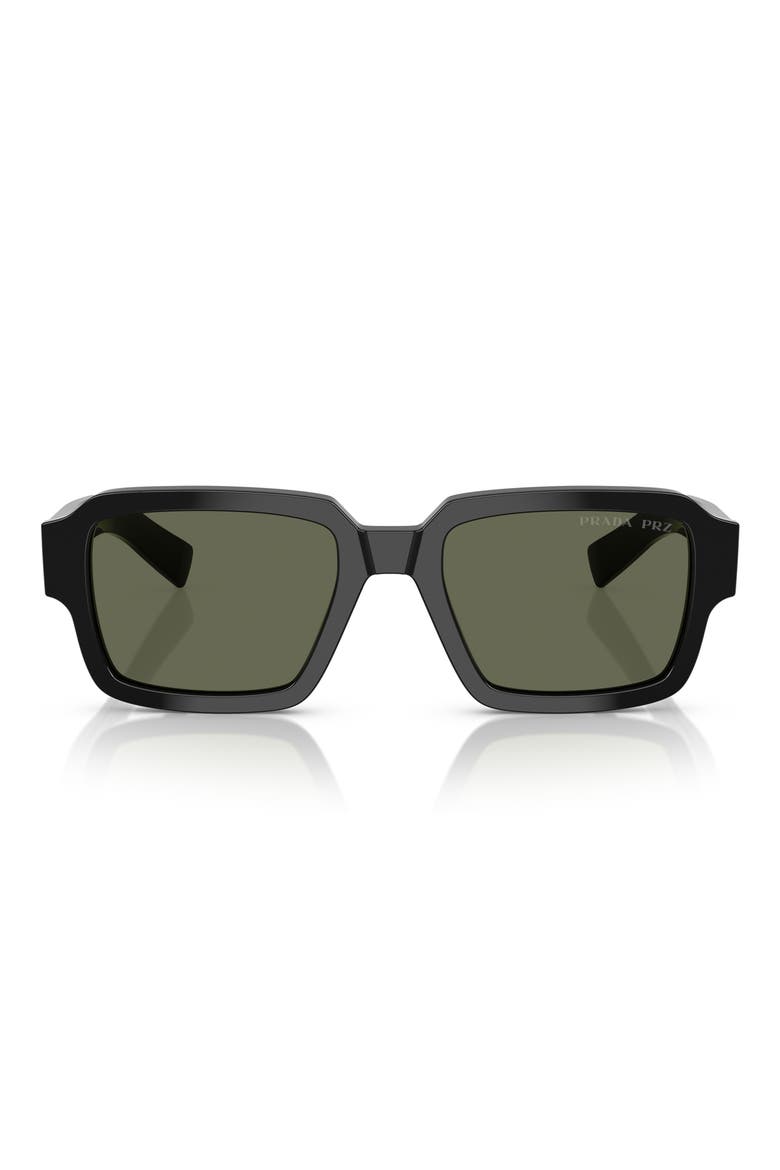 54mm Polarized Square Sunglasses, Main, color, BLACK